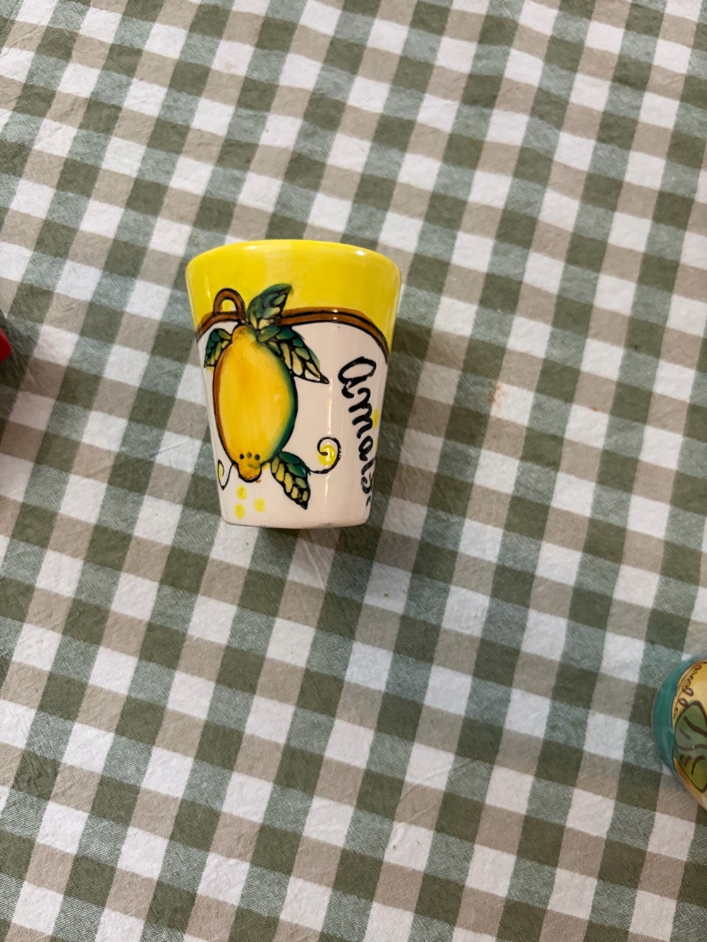 Lemon Ceramic Cup - Yellow & White Fruit Design